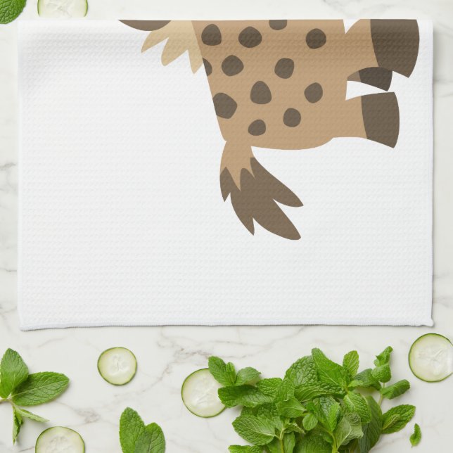 Cute Nyfiken Tecknad Hyena Kitchen Towel Kökshandduk (Vikta)