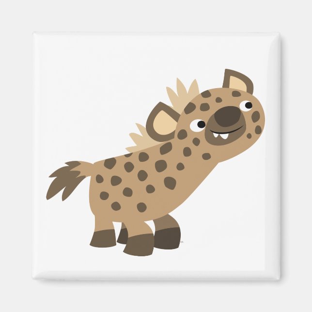 Cute Nyfiken Tecknad Hyena Magnet (Framsidan)