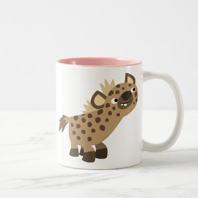 Cute Nyfiken Tecknad Hyena Mugg (Höger)