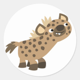 Cute Nyfiken Tecknad Hyena Sticker Runt Klistermärke