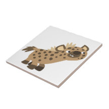 Cute Nyfiken Tecknad Hyena Tile