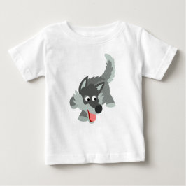 Cute Nyfiken Tecknad Varg Baby T-Shirt