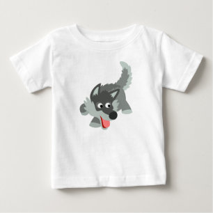 Cute Nyfiken Tecknad Varg Baby T-Shirt