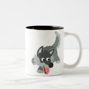 Cute Nyfiken Tecknad Varg Mugg