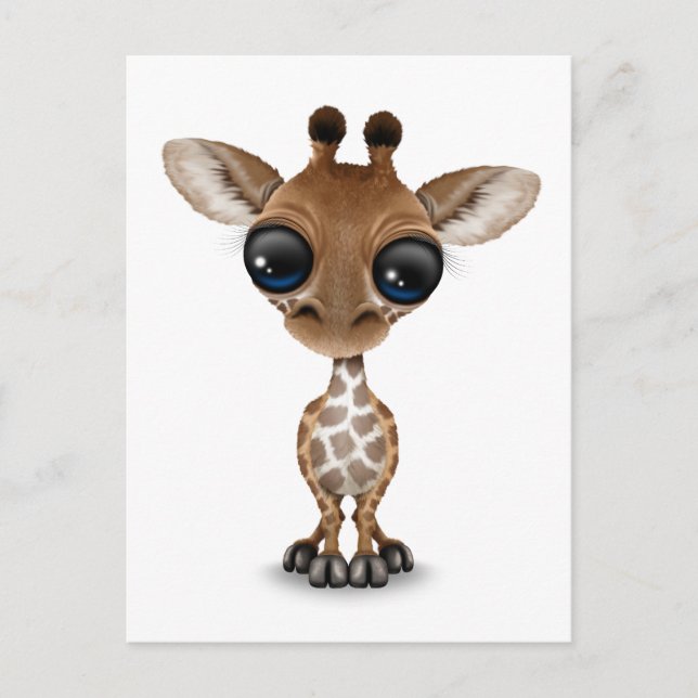 Cute Nyfikna Baby Giraffe Vykort (Framsida)