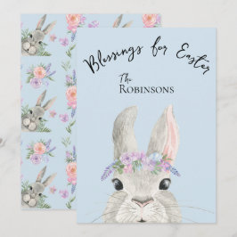 Cute Nyfikna kanin Rosa Lilac Blommigt Krona Påsk