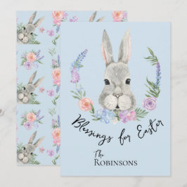 Cute Nyfikna Påsk-kanin med Blommigt andedräkt