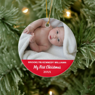 Cute Nyfödd bebis Anpassningsbar Foto Nyfödd först Julgransprydnad Keramik