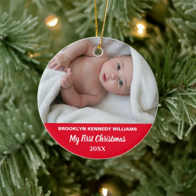 Cute Nyfödd bebis Anpassningsbar Foto Nyfödd först Julgransprydnad Keramik (Träd)