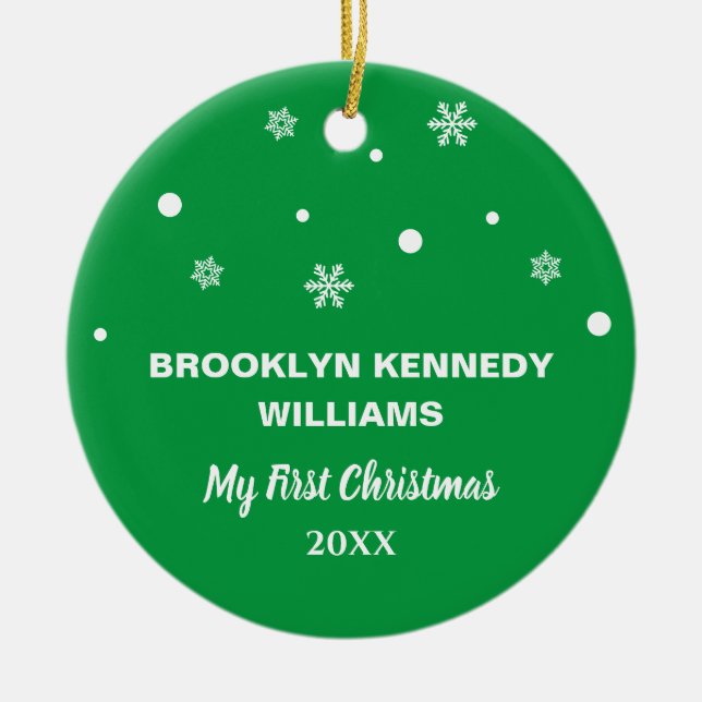 Cute Nyfödd bebis Första julen Nyfödd Anpassningsb Julgransprydnad Keramik (Framsidan)