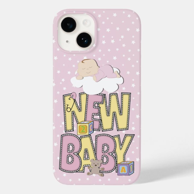 Cute Nyfödd bebis Girl iphone case (Baksida)