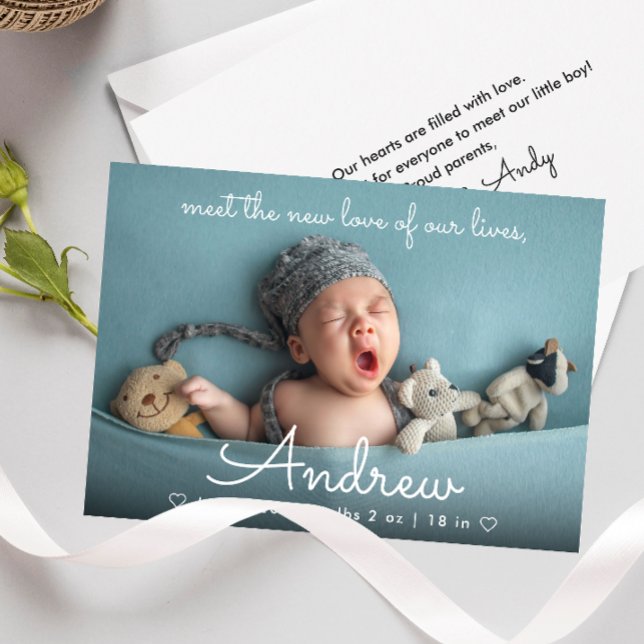 Cute Nyfödd bebis Photo och Namn Birth Notice Inbjudningar (Skapare uppladdad)
