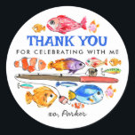Cute O-Fish-al Reel Roligt Fishing Birthday Tack Runt Klistermärke<br><div class="desc">Borta Roligt av jakt på fisk,  jakt och fisk,  bikupor</div>