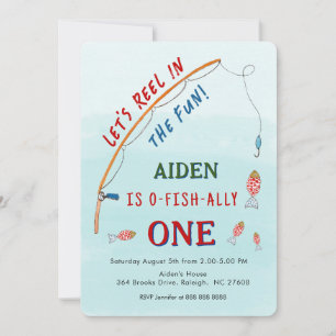 Cute O- Fish-Ally One Fishing 1st Birthday Inbjudningar