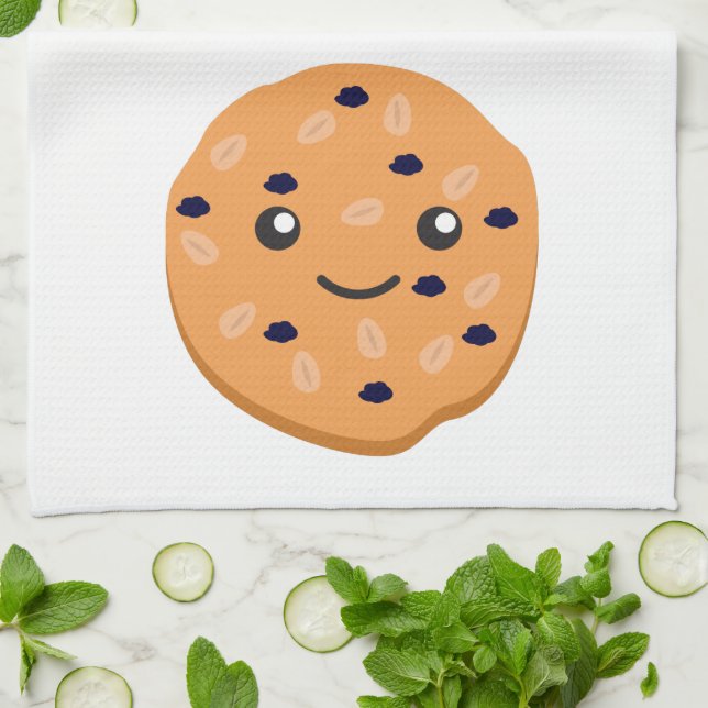 Cute Oatmjöl Raisin Cookie Kökshandduk (Vikta)