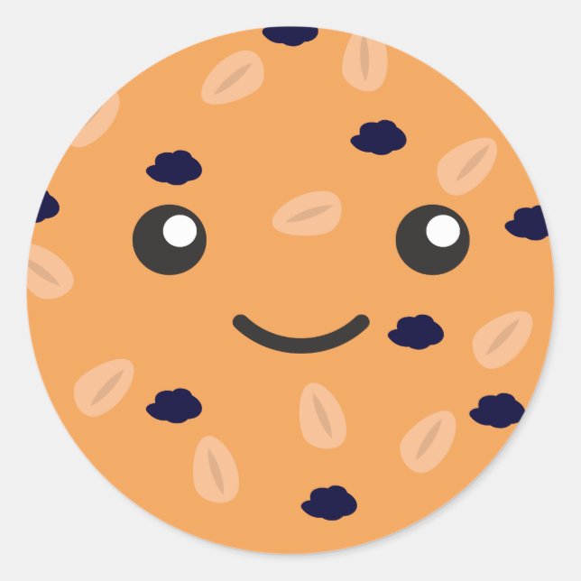Cute Oatmjöl Raisin Cookie Runt Klistermärke (Framsida)