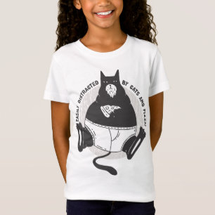 Cute obese Black Cat äter Pizza. Lättdistraherat T Shirt