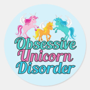Cute Obessivt Unicorn-störning Runt Klistermärke