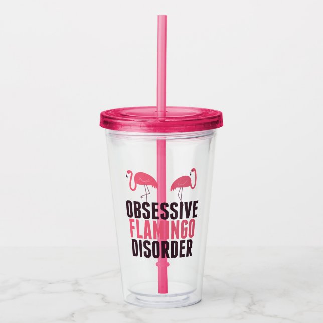 Cute Obsessivt Flamingo Take Away Mugg (Framsida)