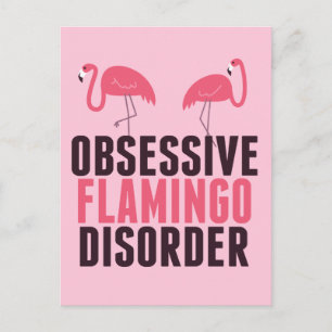 Cute Obsessivt Flamingo Vykort