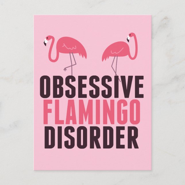 Cute Obsessivt Flamingo Vykort (Framsida)
