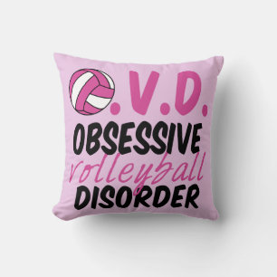 Cute Obsessivt Volleyball Disorder Rosa Player Kudde