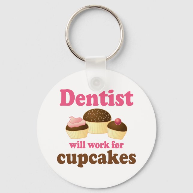 Cute Occupation Chocolate Muffinss Dentist Nyckelring (Framsida)