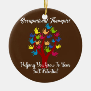 Cute Occupational Therapist Handprint Träd Julgransprydnad Keramik