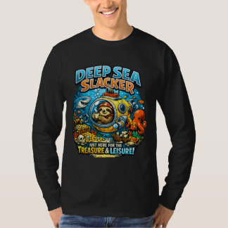 Cute Ocean Adventure Humor, Funny Sloth Diving art T Shirt