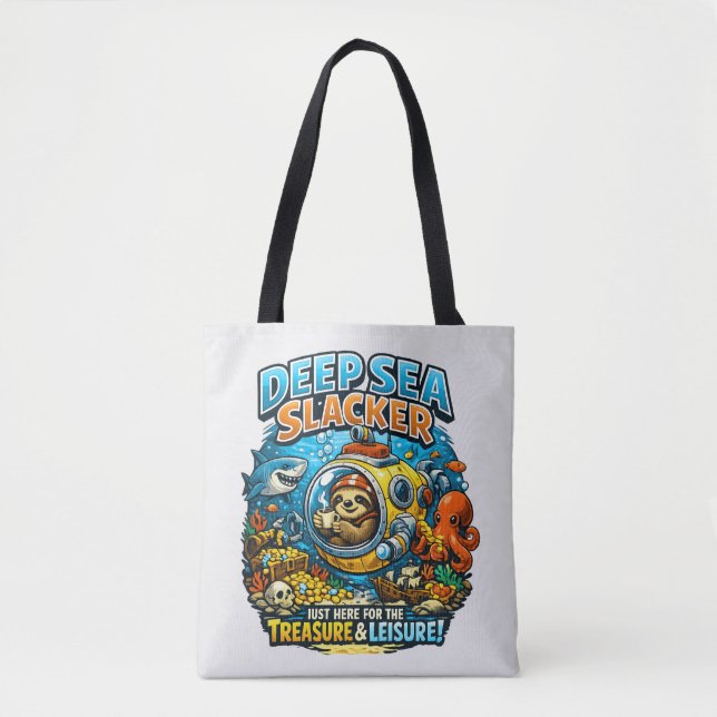 Cute Ocean Adventure Humor, Funny Sloth Diving art Tygkasse (Framsida)