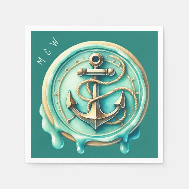 Cute Ocean Anchor-Personlig Pappersservett (Framsidan)