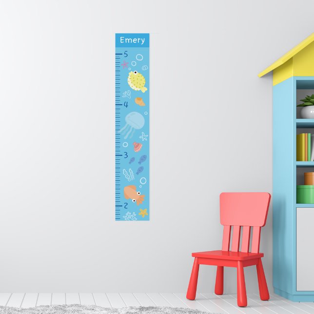 Cute Ocean Animals Growth Chart Poster (Barnkammare 1)