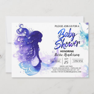 Cute Ocean Äventyr: Sjöjungfru Baby Shower Inbjudningar