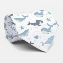 Cute Ocean CreatSea Life Neck Tie