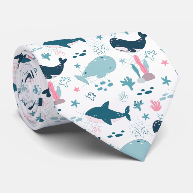 Cute Ocean CreatSea Life Neck Tie Slips (Rullad)