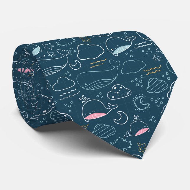 Cute Ocean CreatSea Life Neck Tie Slips (Rullad)