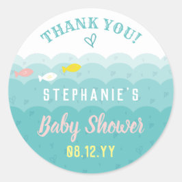 Cute Ocean Hearts Whimsical Baby Shower Tack Runt Klistermärke