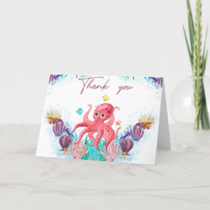 Cute Ocean Sea baby Octopus färglös Tack Kort
