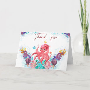 Cute Ocean Sea baby Octopus färglös Tack Kort