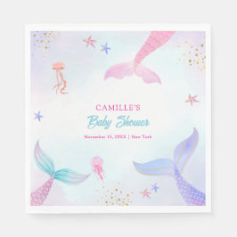 Cute Ocean Summer Sjöjungfru Svan Baby Shower Pappersservett