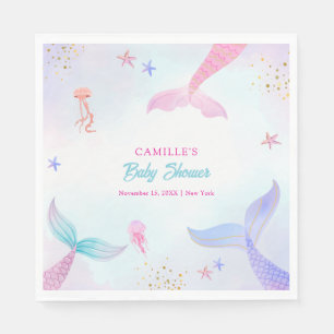Cute Ocean Summer Sjöjungfru Svan Baby Shower Pappersservett