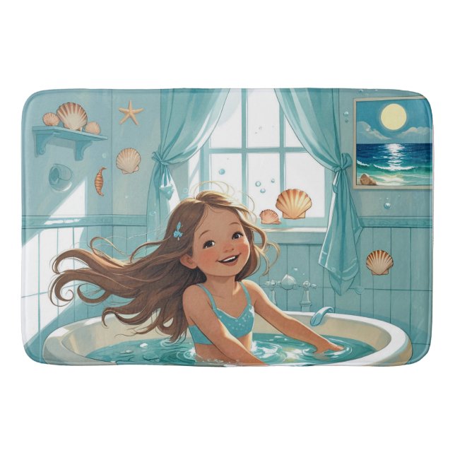 Cute Ocean-Thated Bath Time Girl Badrumsmatta (Framsidan)