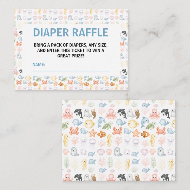 Cute Ocean Under the Sea Animal Baby Shower Tilläggskort (Fram/baksida)