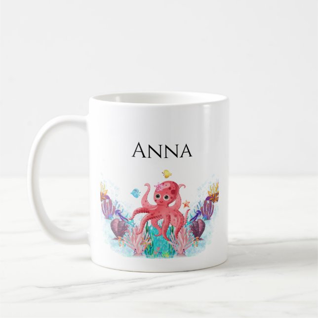 Cute Oceanen baby och färglösa havsbottnar Namn Kaffemugg (Vänster)
