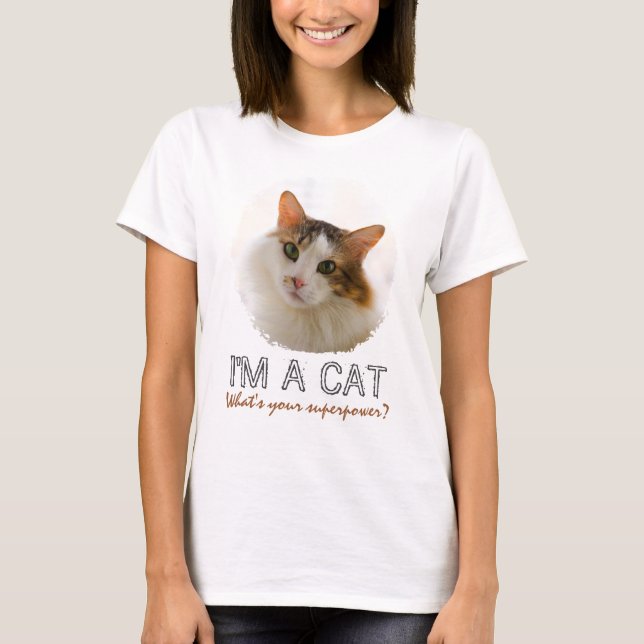 Cute och Adlig Cat Porträtt T Shirt (Framsida)