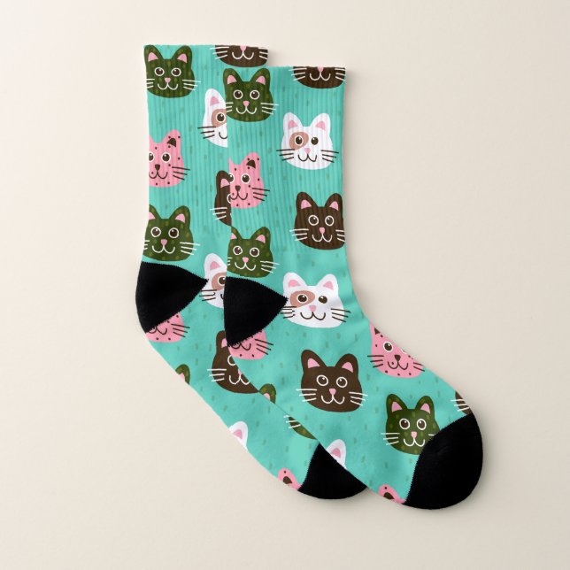 Cute och Adress Cats Kittens Mönster| Strumpor (Par)
