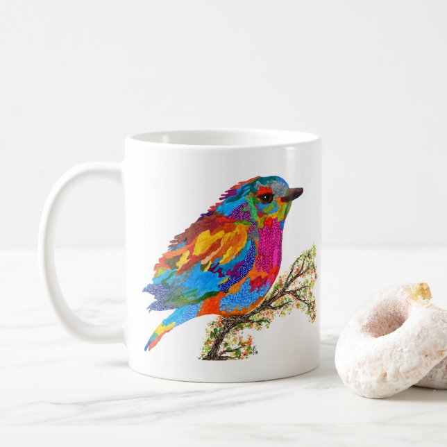 Cute och Adsible Bird på Gren Mugg (Med munk)
