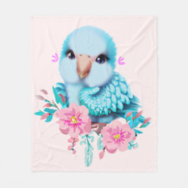 Cute och Adsible Blue Baby Parrot Fleecefilt