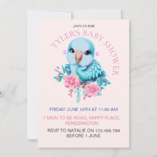 Cute och Adsible Blue Baby Parrot Inbjudningar