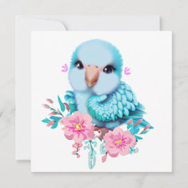 Cute och Adsible Blue Baby Parrot Julkort